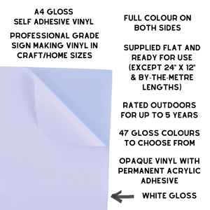 Self-Adhesive Gloss Vinyl • by the metre  • 610mm wide  • A5 samples available