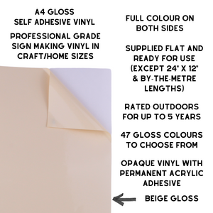 Self-Adhesive Gloss Vinyl • by the metre  • 610mm wide  • A5 samples available