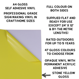 Self-Adhesive Gloss Vinyl • by the metre  • 610mm wide  • A5 samples available