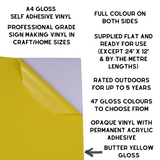 Self-Adhesive Gloss Vinyl • by the metre  • 610mm wide  • A5 samples available
