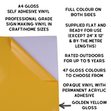 Self-Adhesive Gloss Vinyl • by the metre  • 610mm wide  • A5 samples available