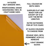 Self-Adhesive Gloss Vinyl • by the metre  • 610mm wide  • A5 samples available