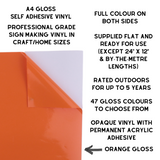 Self-Adhesive Gloss Vinyl • by the metre  • 610mm wide  • A5 samples available