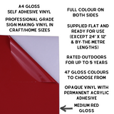 Self-Adhesive Gloss Vinyl • by the metre  • 610mm wide  • A5 samples available