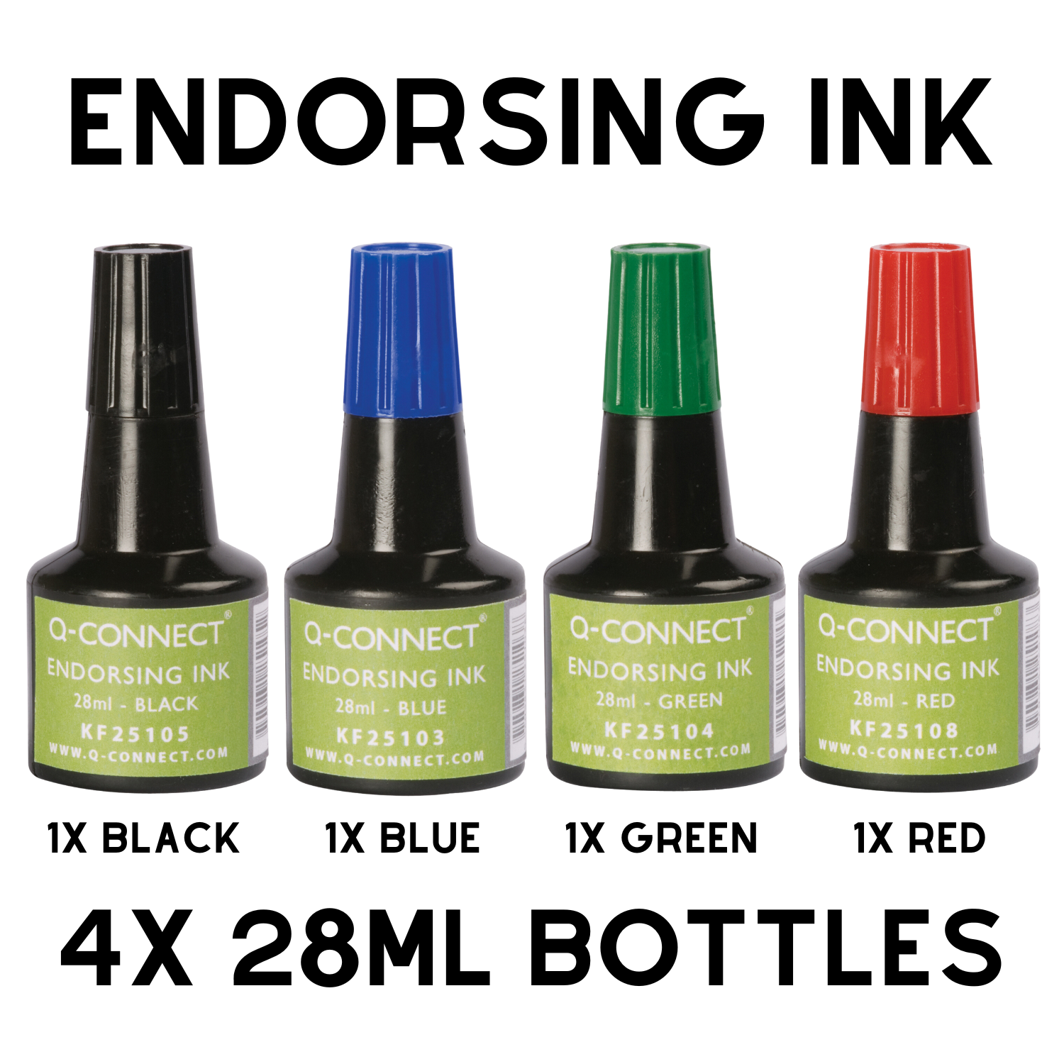 Ink Pad Re-inking Ink 4x 28ml Black, Blue, Green and Red