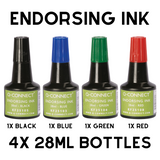 Ink Pad Re-inking Ink 4x 28ml Black, Blue, Green and Red