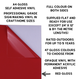 Self-Adhesive Gloss Vinyl • by the metre  • 610mm wide  • A5 samples available