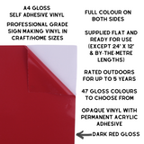 Self-Adhesive Gloss Vinyl • by the metre  • 610mm wide  • A5 samples available