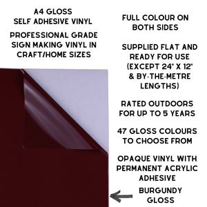 Self-Adhesive Gloss Vinyl • by the metre  • 610mm wide  • A5 samples available