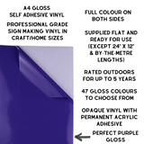 Self-Adhesive Gloss Vinyl • by the metre  • 610mm wide  • A5 samples available