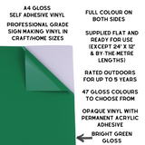 Self-Adhesive Gloss Vinyl • by the metre  • 610mm wide  • A5 samples available