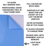 Self-Adhesive Gloss Vinyl • by the metre  • 610mm wide  • A5 samples available