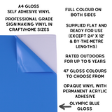 Self-Adhesive Gloss Vinyl • by the metre  • 610mm wide  • A5 samples available