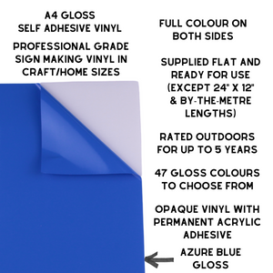 Self-Adhesive Gloss Vinyl • by the metre  • 610mm wide  • A5 samples available