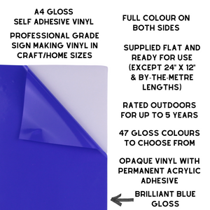 Self-Adhesive Gloss Vinyl • by the metre  • 610mm wide  • A5 samples available