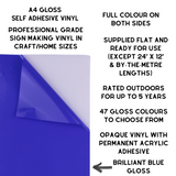 Self-Adhesive Gloss Vinyl • by the metre  • 610mm wide  • A5 samples available