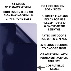 Self-Adhesive Gloss Vinyl • by the metre  • 610mm wide  • A5 samples available