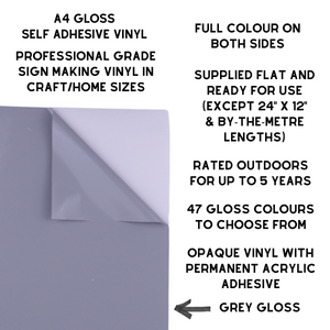 Self-Adhesive Gloss Vinyl • by the metre  • 610mm wide  • A5 samples available