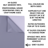 Self-Adhesive Gloss Vinyl • by the metre  • 610mm wide  • A5 samples available