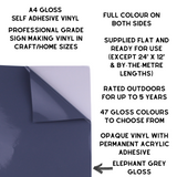 Self-Adhesive Gloss Vinyl • by the metre  • 610mm wide  • A5 samples available