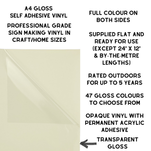 Self-Adhesive Gloss Vinyl • by the metre  • 610mm wide  • A5 samples available