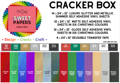 Complete Christmas Cracker Selection Box Premium Self adhesive vinyl  •  24" x 12"  • 42 sheets