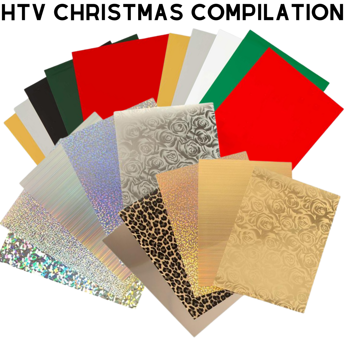 Fabric FLEX Heat Transfer Vinyl • A4 • Christmas Themed Packs • Patterned and plain • 5 sheets