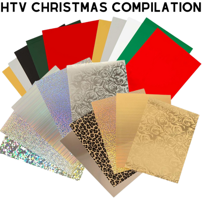 Fabric FLEX Heat Transfer Vinyl • A4 • Christmas Themed Packs • Patterned and plain • 5 sheets