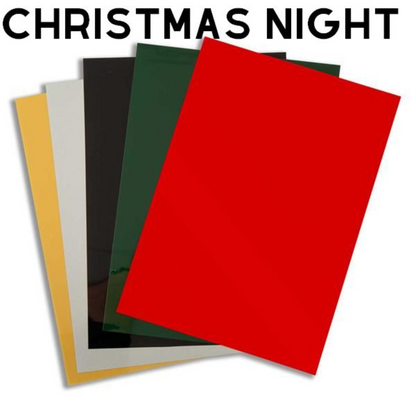 Fabric FLEX Heat Transfer Vinyl • A4 • Christmas Themed Packs • Patterned and plain • 5 sheets