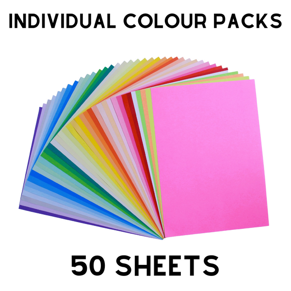 A4 Coloured Paper • 80gsm • 50 Sheet Packs – Sweet Factory Arts & Crafts