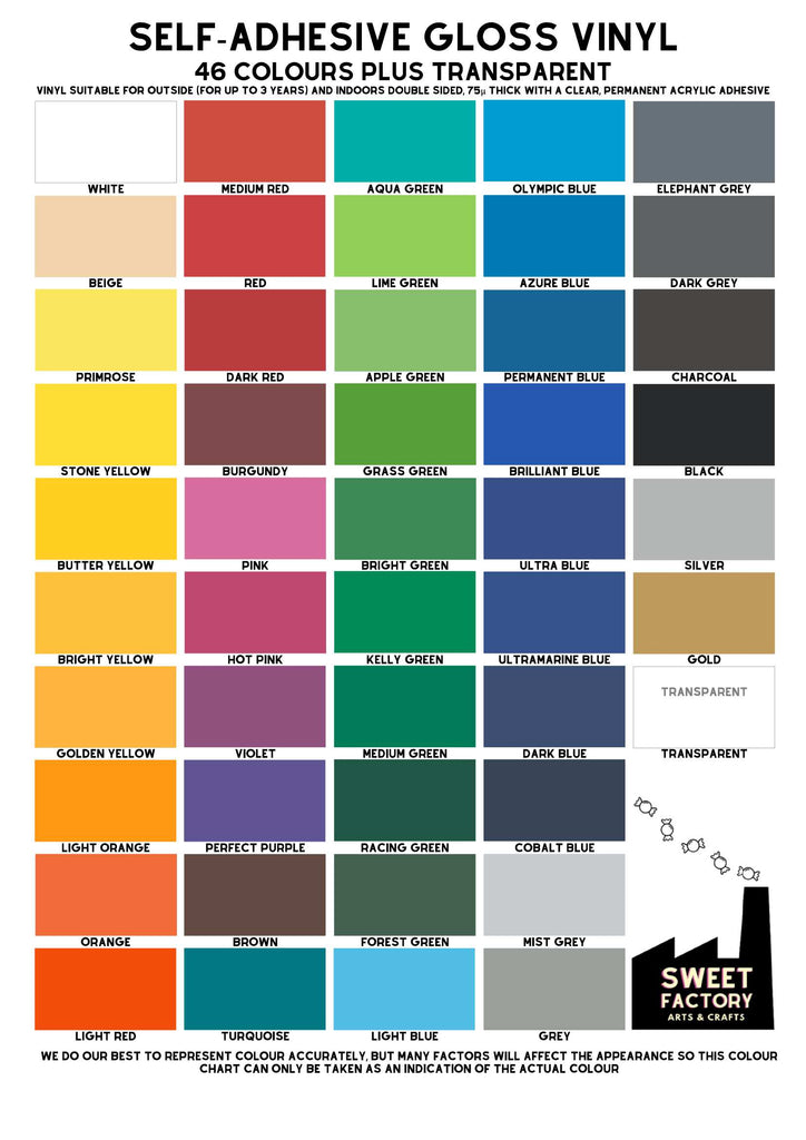 Self-adhesive vinyl Collection • Spectrum 46 colours • A5 • Gloss finish • 50 sheets