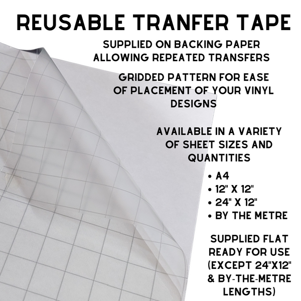 Reusable Gridded Transfer Tape • A4 • 5, 10 or 20 Sheet Packs