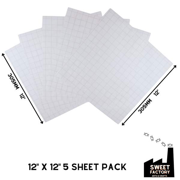 Reusable Gridded Transfer Tape • 12" x 12" • 5, 10 or 20 Sheet Packs