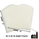 Reusable Gridded Transfer Tape • 12" x 12" • 5, 10 or 20 Sheet Packs
